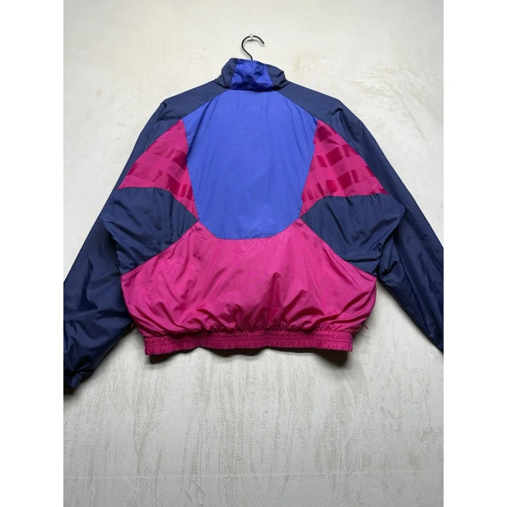 VTG 90s Nike Track Jacket Womens M Pink Navy Blue Colorblock Windbreaker Lined